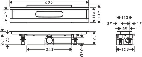 Hansgrohe Komplettset uBox universal für Standardinstall.600mm für DR FS