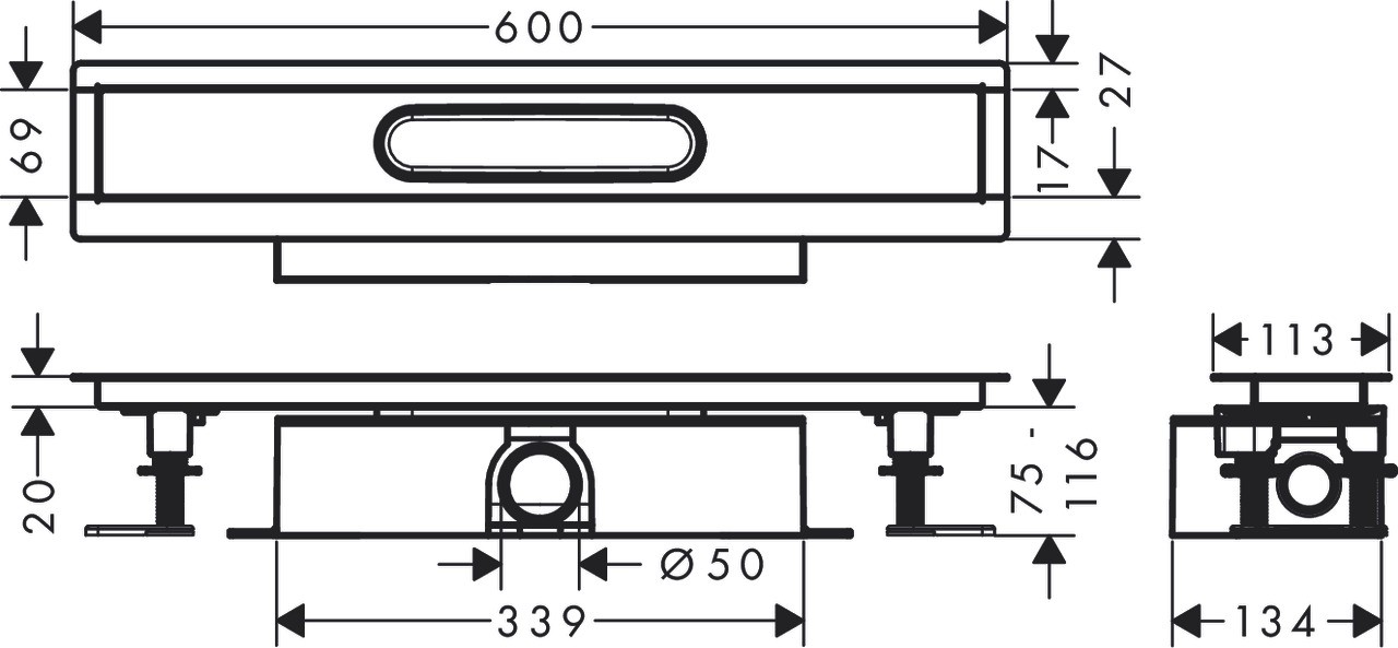 Hansgrohe Komplettset uBox universal für Standardinstall.600mm für DR FS
