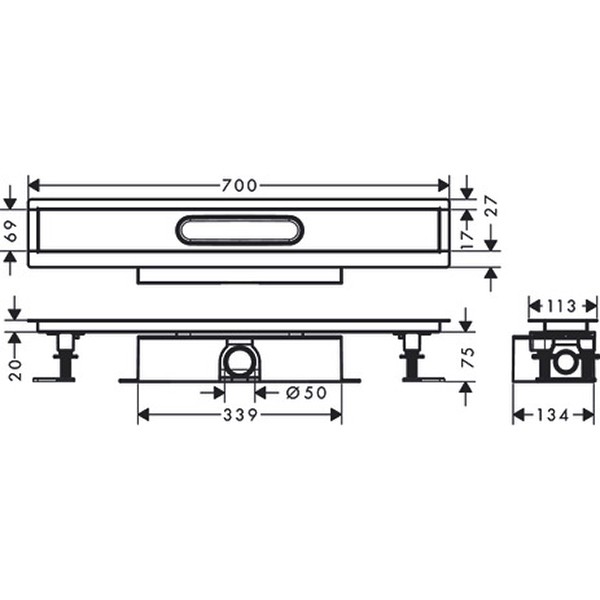 Hansgrohe Komplettset uBox universal für Standardinstall.700mm für DR FS