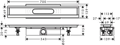 Hansgrohe Komplettset uBox universal für Standardinstall.700mm für DR FS