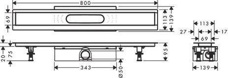 Hansgrohe Komplettset uBox universal für Standardinstall.800mm für DR FS