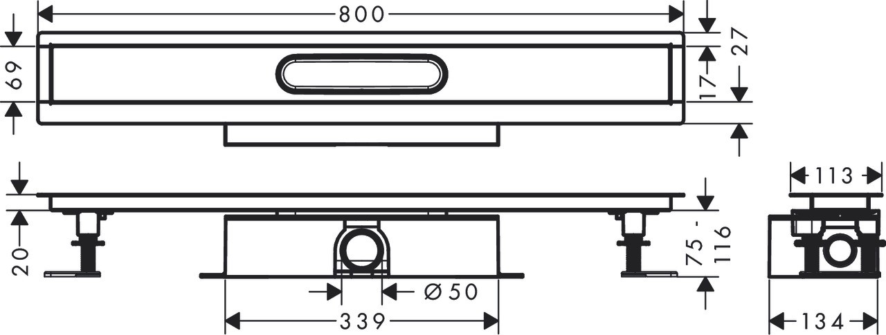 Hansgrohe Komplettset uBox universal für Standardinstall.800mm für DR FS