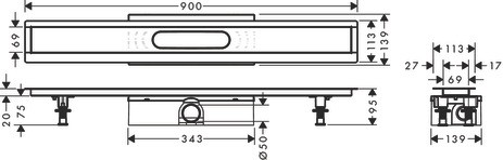 Hansgrohe Komplettset uBox universal für Standardinstall.900mm für DR FS