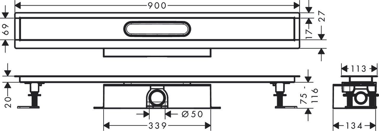 Hansgrohe Komplettset uBox universal für Standardinstall.900mm für DR FS