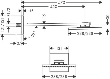 Hansgrohe Kopfbrause 250/250 1jet Axor chrom mit Brausearm