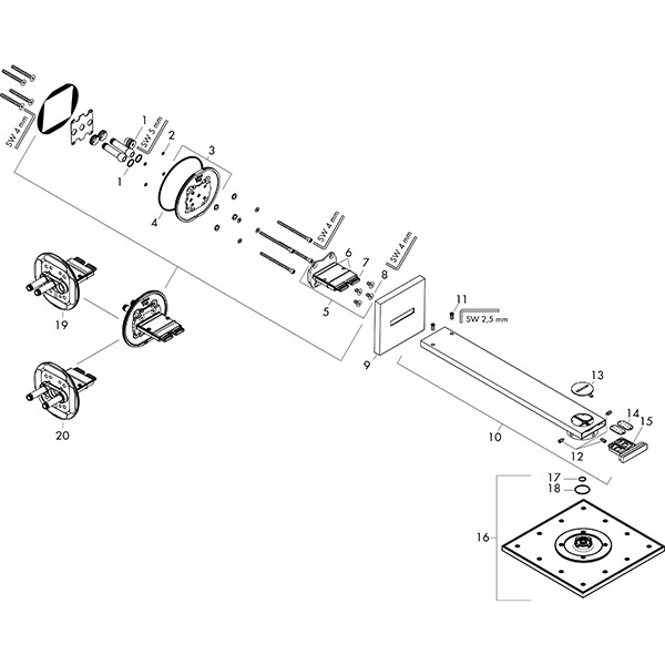Hansgrohe Kopfbrause 250/250 2jet Axor chrom mit Brausearm