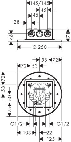 Hansgrohe Kopfbrause 250 2jet Axor Decke UP chrom