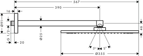 Hansgrohe Kopfbrause 350 1jet Axor BN mit Brausearm