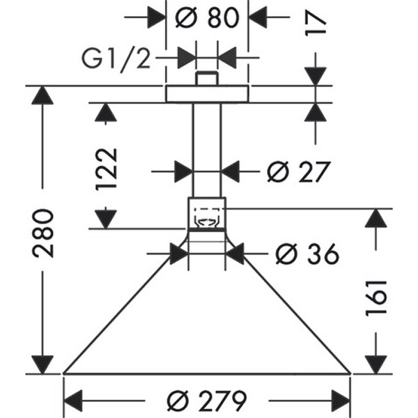 Hansgrohe Kopfbrause Axor Front mit Deckenanschluss chrom