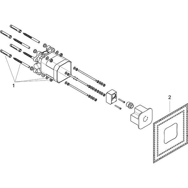 Hansgrohe Kopfbrause Axor Nendo und Front mit Brausearm Grundset