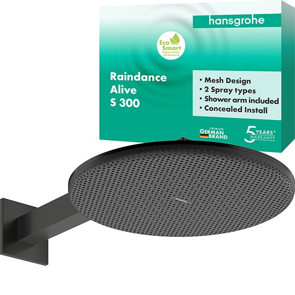 Hansgrohe Kopfbrause Raindance Alive S  300 2jet EcoSmart mit Brausearm BBC