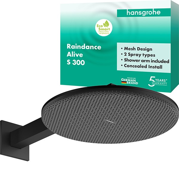 Hansgrohe Kopfbrause Raindance Alive S  300 2jet EcoSmart mit Brausearm MSW