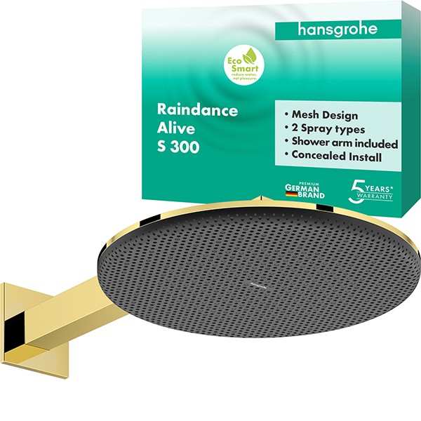 Hansgrohe Kopfbrause Raindance Alive S  300 2jet EcoSmart mit Brausearm PGO