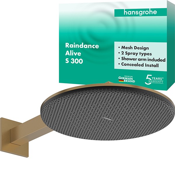 Hansgrohe Kopfbrause Raindance Alive S  300 2jet mit Brausearm BBR
