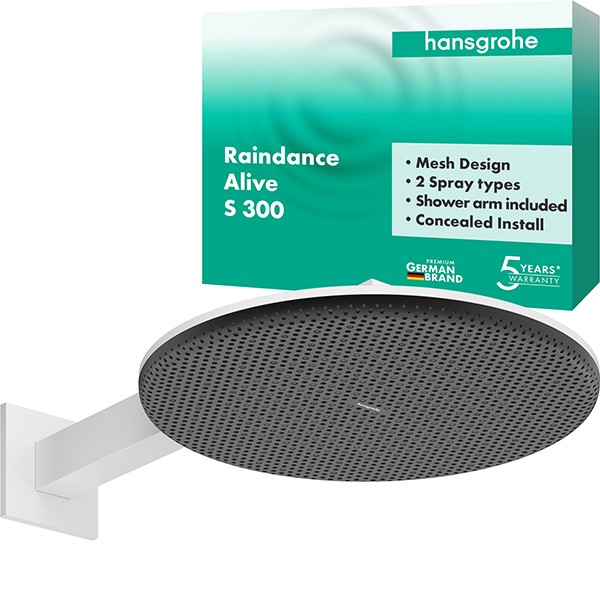 Hansgrohe Kopfbrause Raindance Alive S  300 2jet mit Brausearm MW