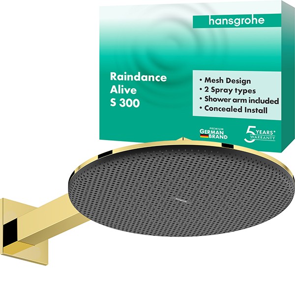 Hansgrohe Kopfbrause Raindance Alive S  300 2jet mit Brausearm PGO