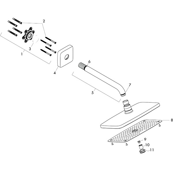 Hansgrohe Kopfbrause Raindance E 360 Air 1jet 360mmx190mm mit Brausearm 240mm chrom