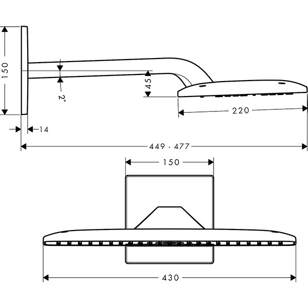 Hansgrohe Kopfbrause Raindance E 420 Air 2jet 430mmx220mm Brausearm 385mm chr.f.ibox
