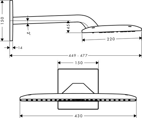 Hansgrohe Kopfbrause Raindance E 420 Air 2jet 430mmx220mm Brausearm 385mm chr.f.ibox