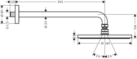 Hansgrohe Kopfbrause Raindance S 240 1jet PowderRain Brausearm 390mm chrom