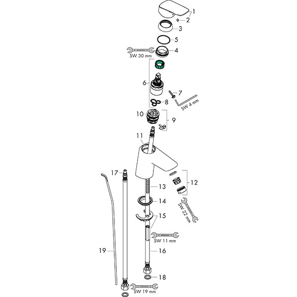 HG Waschtischmischer 100 Logis chrom mit Metall-Ablauf