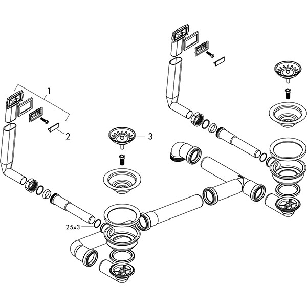 Hansgrohe Manuelle Ab- und Überlaufgarnitur 370 x 370 D15-10 BSO