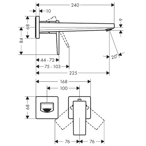 Hansgrohe Metropol 2-Loch Waschtischarmatur Unterputz F-Set Brushed Bronze langer Auslauf