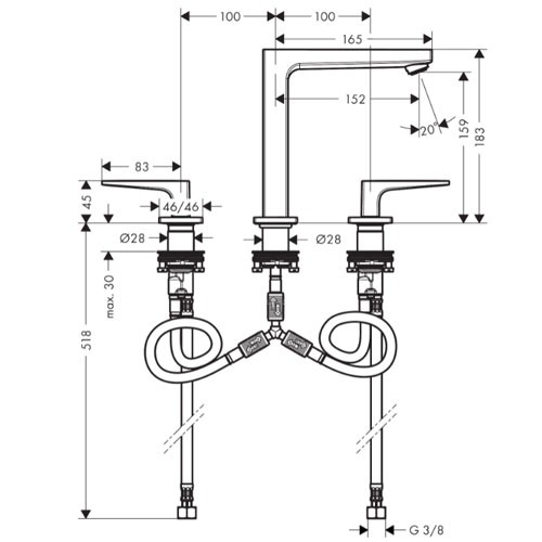 Hansgrohe Metropol 3-Loch Waschtischarmatur 160 mattweiss