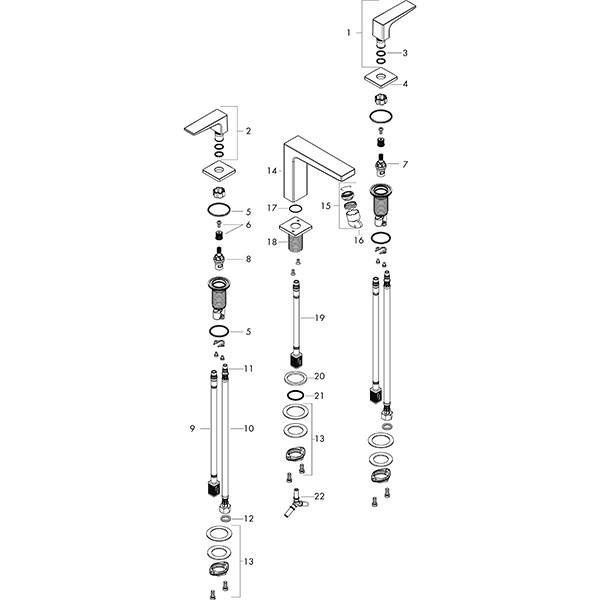 Hansgrohe 3-Loch Waschtischarmatur 160 Metropol mattweiss