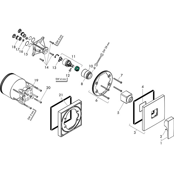 Hansgrohe Brausenmischer Unterputz Metropol Fertigset chrom