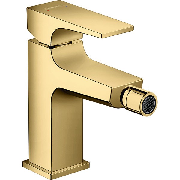 Hansgrohe Bidetmischer Metropol mit Push-Open Ablaufgarnitur polished gold