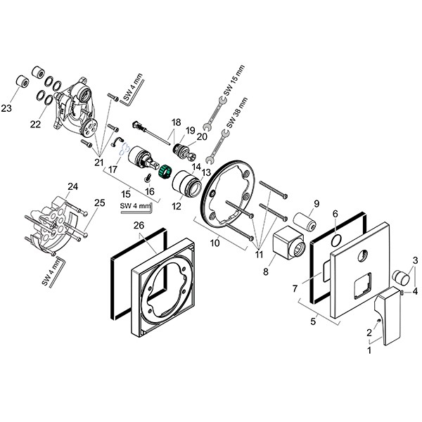 HG Wannenmischer Unterputz Metropol Fertigset chrom