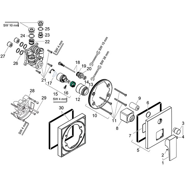Hansgrohe Metropol Einhebel-Wannenmischer Unterputz mit Hebelgriff und integrierter Sicherungskombination nach EN1717, chrom 32546000
