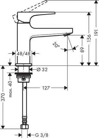 Hansgrohe Metropol Einhebel-Waschtischmischer 100 mit Hebelgriff für Handwaschbecken für Kaltwasser, chrom 32501000