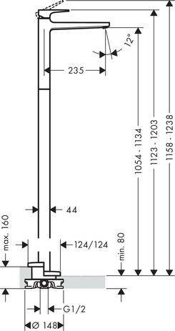 Hansgrohe Metropol Einhebel-Waschtischmischer bodenstehend mit Bügelgriff ohne Ablaufgarnitur, chrom 74530000