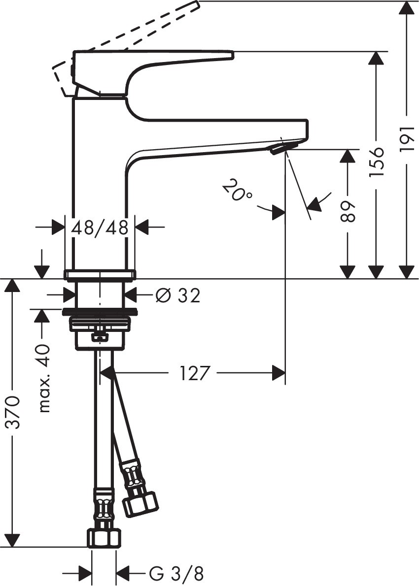 Hansgrohe Metropol Waschtischmischer 100 mattweiss kurzer Ausl.Push-Open Abl.