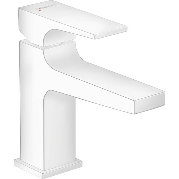 HG Waschtischmischer 100 Metropol mattweiss kurzer Ausl.Push-Open Abl.