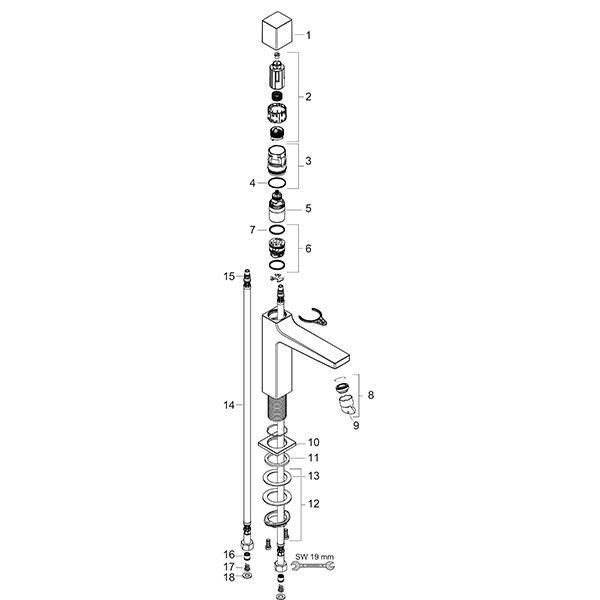 Hansgrohe Metropol Waschtischmischer 100 Select mit Push-Open Ablaufgarnitur, chrom 32570000