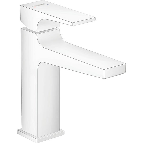 HG Waschtischmischer 110 Metropol mattweiss mit Push-Open Ablaufgarnitur
