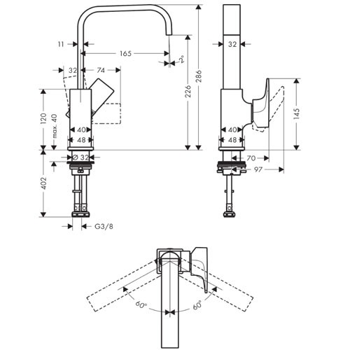 Hansgrohe Metropol Waschtischmischer 230 Brushed Bronze Schwenkauslauf mit Push-Open Ablaufg.
