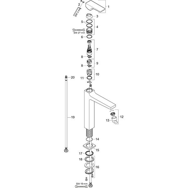 HG Waschtischmischer 260 Metropol chrom mit Push-Open Ablaufgarnitur