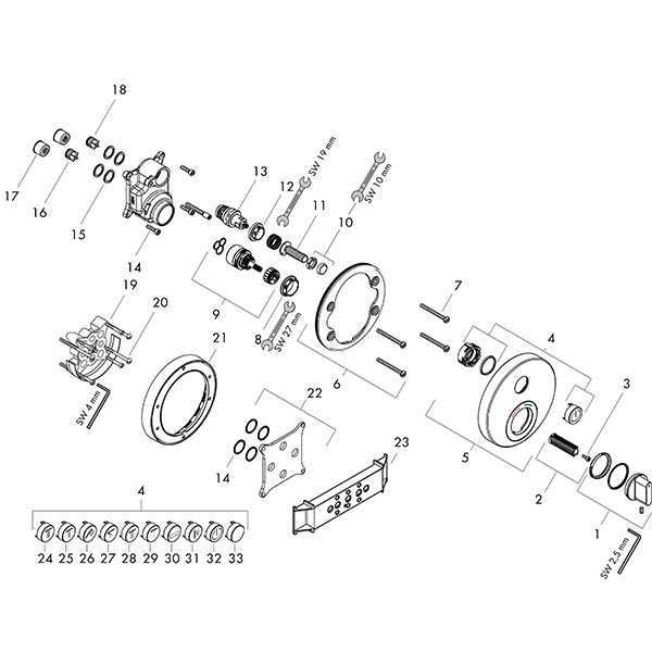 Hansgrohe Mischer, Unterputz, ShowerSelect S, Fertigset, 1 Verbraucher, chrom