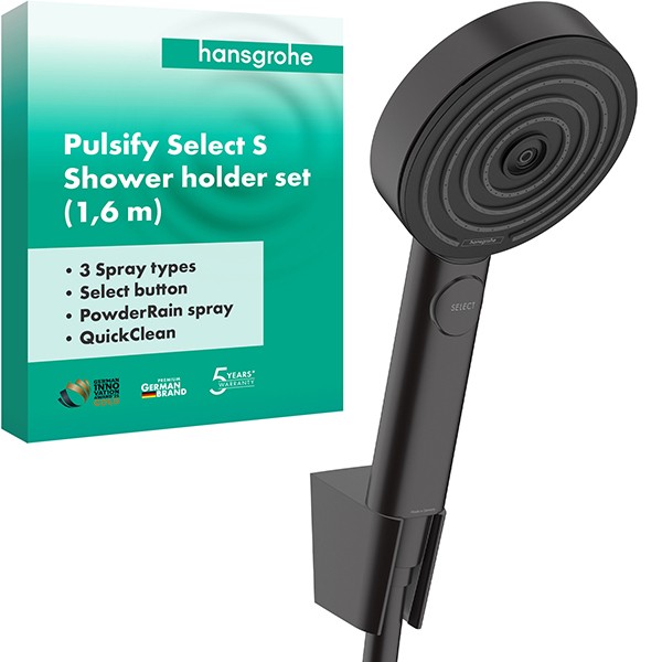 Hansgrohe Porterset Pulsify 105 3jet mit Brauseschlauch 1600mm mattschwarz