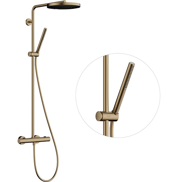 Hansgrohe Pulsify S Puro Showerpipe 260 1jet mit Ecostat Fine Brushed Bronze