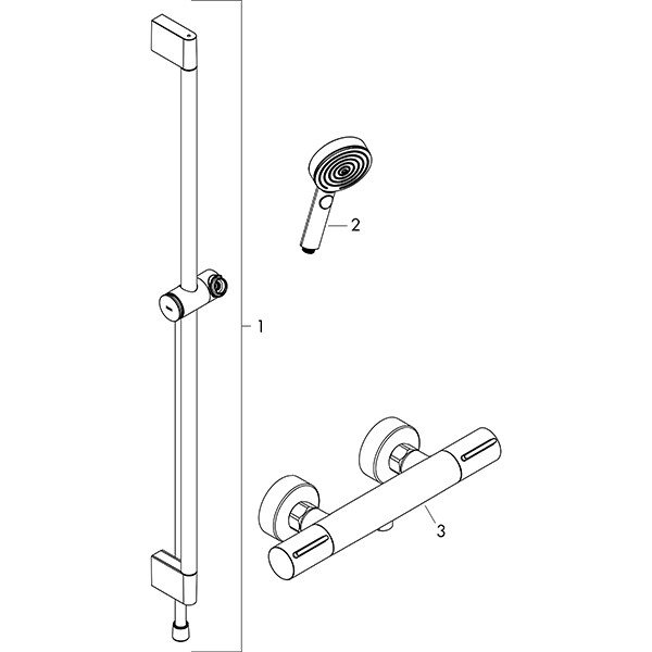 Hansgrohe Pulsify Select S Brausesystem 105 3jet Relaxation EcoSmart mit Ecostat Element und Brausestange 65 cm Chrom