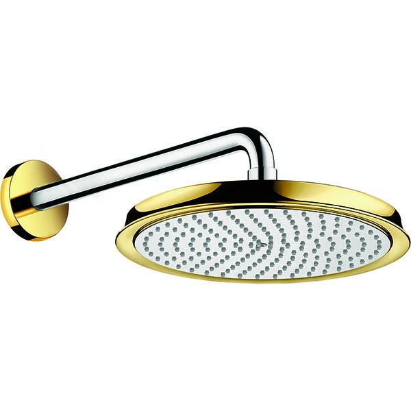 Hansgrohe Raindance Classic Tellerkopfbrause 240mm Air chrom/polished gold optic mit Brausearm 390mm 27424090