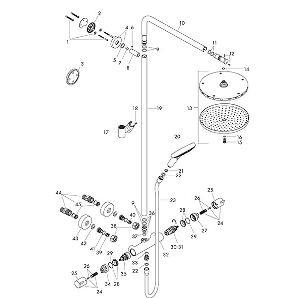 Hansgrohe Showerpipe Raindance Select S 240 1jet PowderRain brushed black chrome