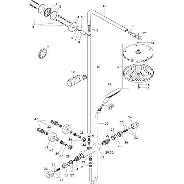 Hansgrohe Raindance Select S Showerpipe 240 1jet PowderRain mit Thermostat, weiß matt 27633700