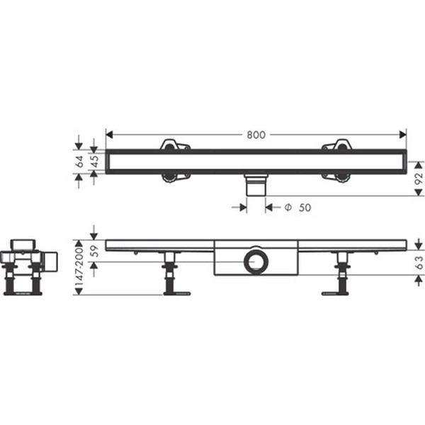 Hansgrohe RainDrain Compact Komplettset Duschrinne 800 befliesbar für Standardinstallation k.a.