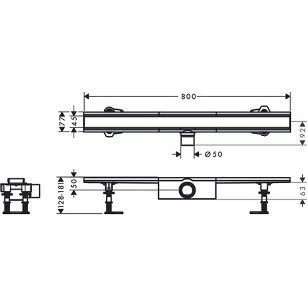Hansgrohe RainDrain Compact Komplettset Duschrinne 800 für Standardinstallation Edelstahl gebürstet